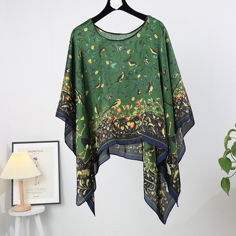 Levoire | Uv Kimono Bikini Couverture Fleurs vertes