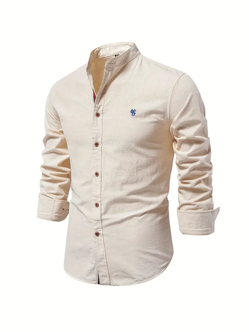 Levoire | Chemise À Manches Longues Pour Hommes Chemise Décontractée Classique En Coton Dans De Nombreuses Couleurs Abricot