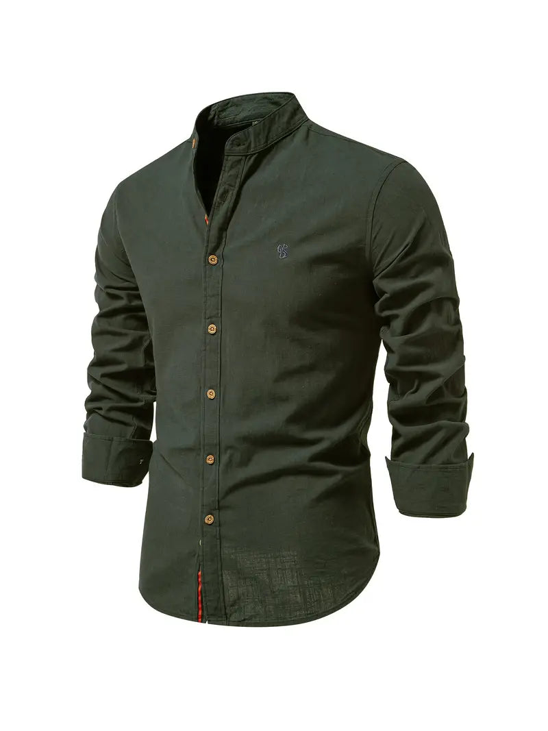 Levoire | Chemise À Manches Longues Pour Hommes Chemise Décontractée Classique En Coton Dans De Nombreuses Couleurs Vert armée