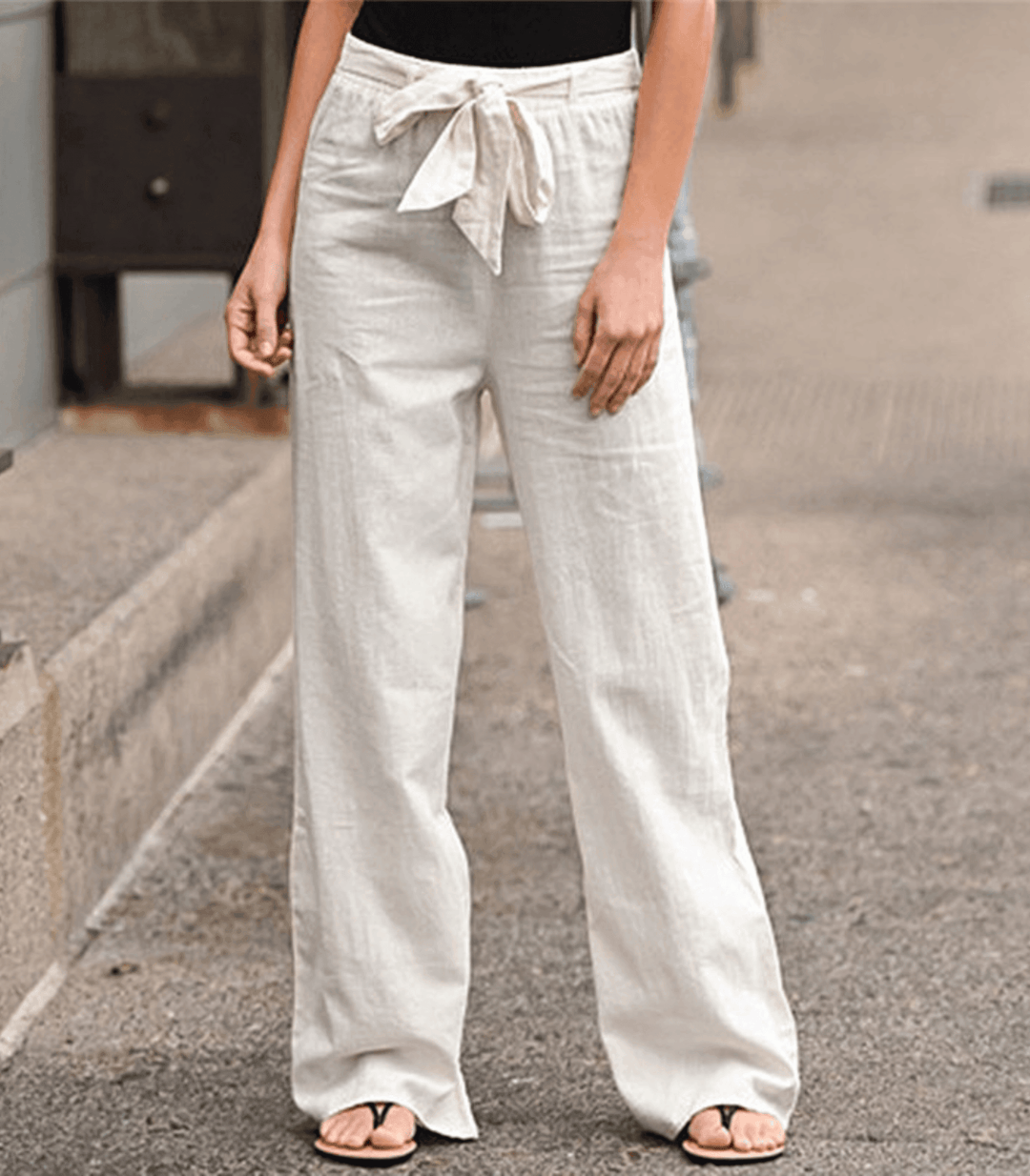 Levoire | Pantalons Décontractés Pour Femmes Avec Cordon À La Taille Beige