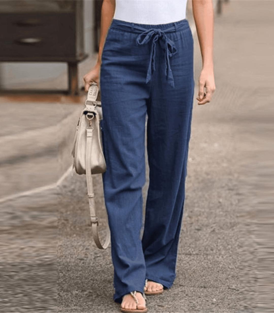 Levoire | Pantalons Décontractés Pour Femmes Avec Cordon À La Taille Bleu