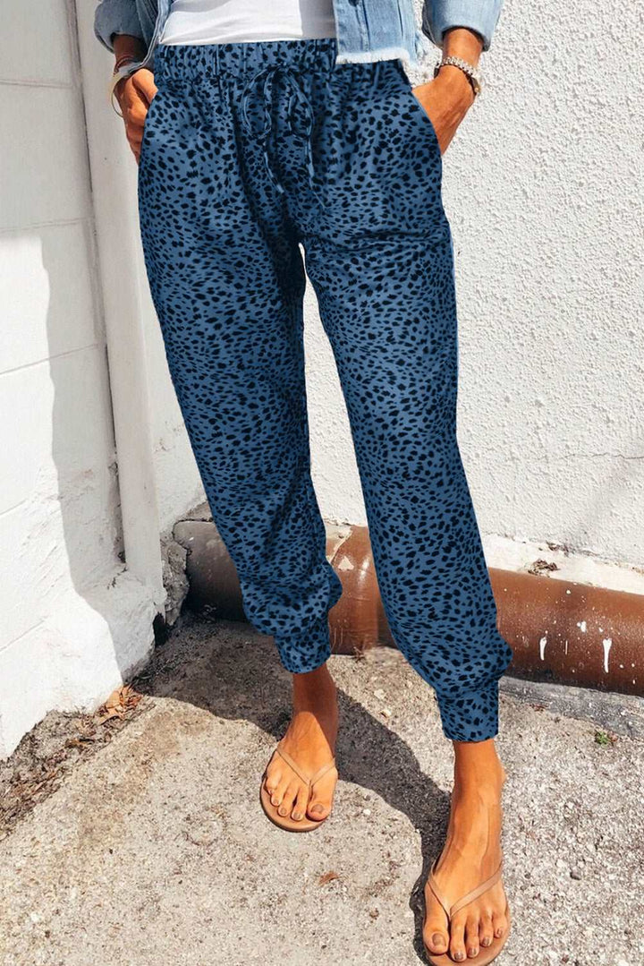 Levoire | Pantalons De Jambe De Pantalon Confortables Imprimés Léopard Avec Poches