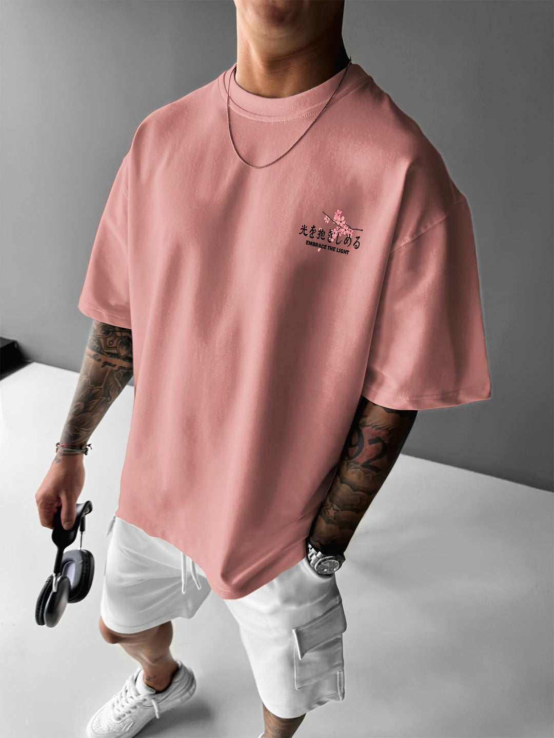 Levoire | Chemise D'Extérieur Pour Hommes Avec Motif De Fleurs De Cerisier La couleur de Rosan