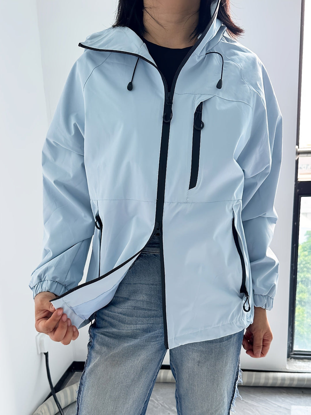 Levoire | Veste Femme Imperméable Et Coupe-Vent Avec Capuche acier bleu clair