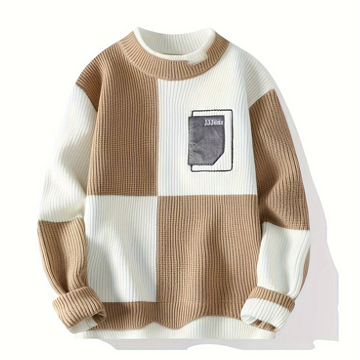 Levoire | Sweats En Laine Tricotés Élégants Avec Des Couleurs Contrastées Et Un Motif Géométrique Chaud Blanc