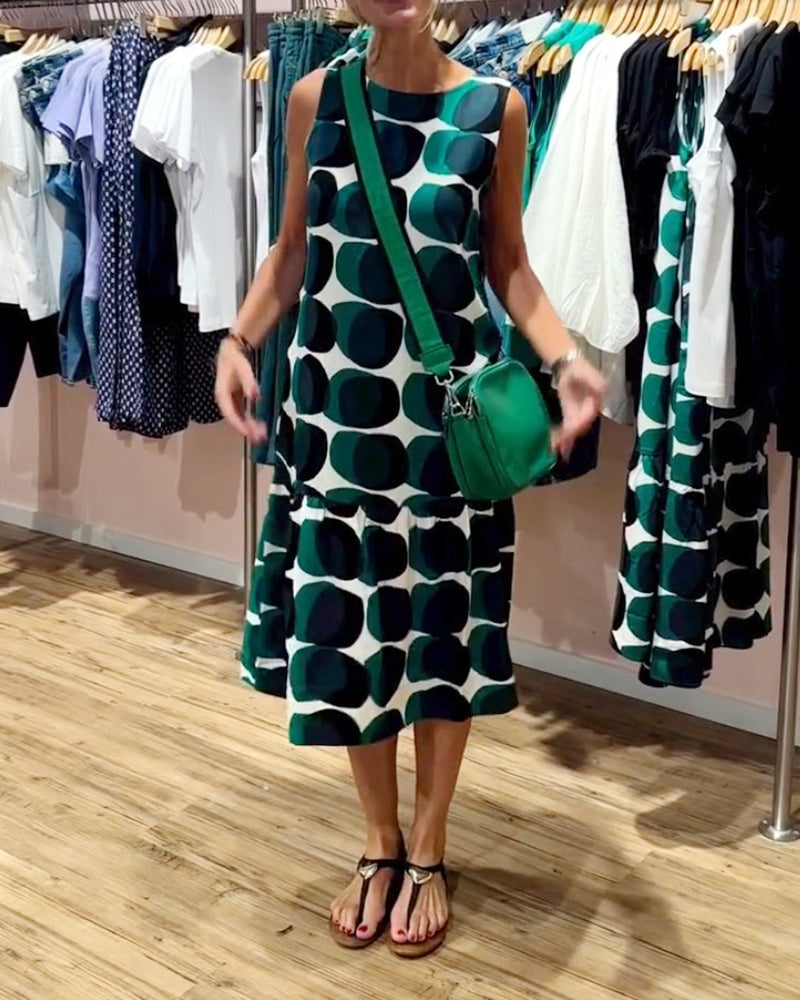 Levoire | T-Shirt Robe Imprimée Col Rond Sans Manches