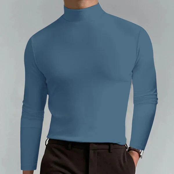 Levoire | Chemise Classique À Col Montant Slim Fit Denim bleu