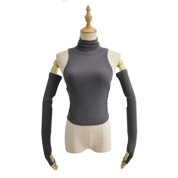 Levoire | T-shirt femme à manches repliables, coupe slim Acier de charbon gris