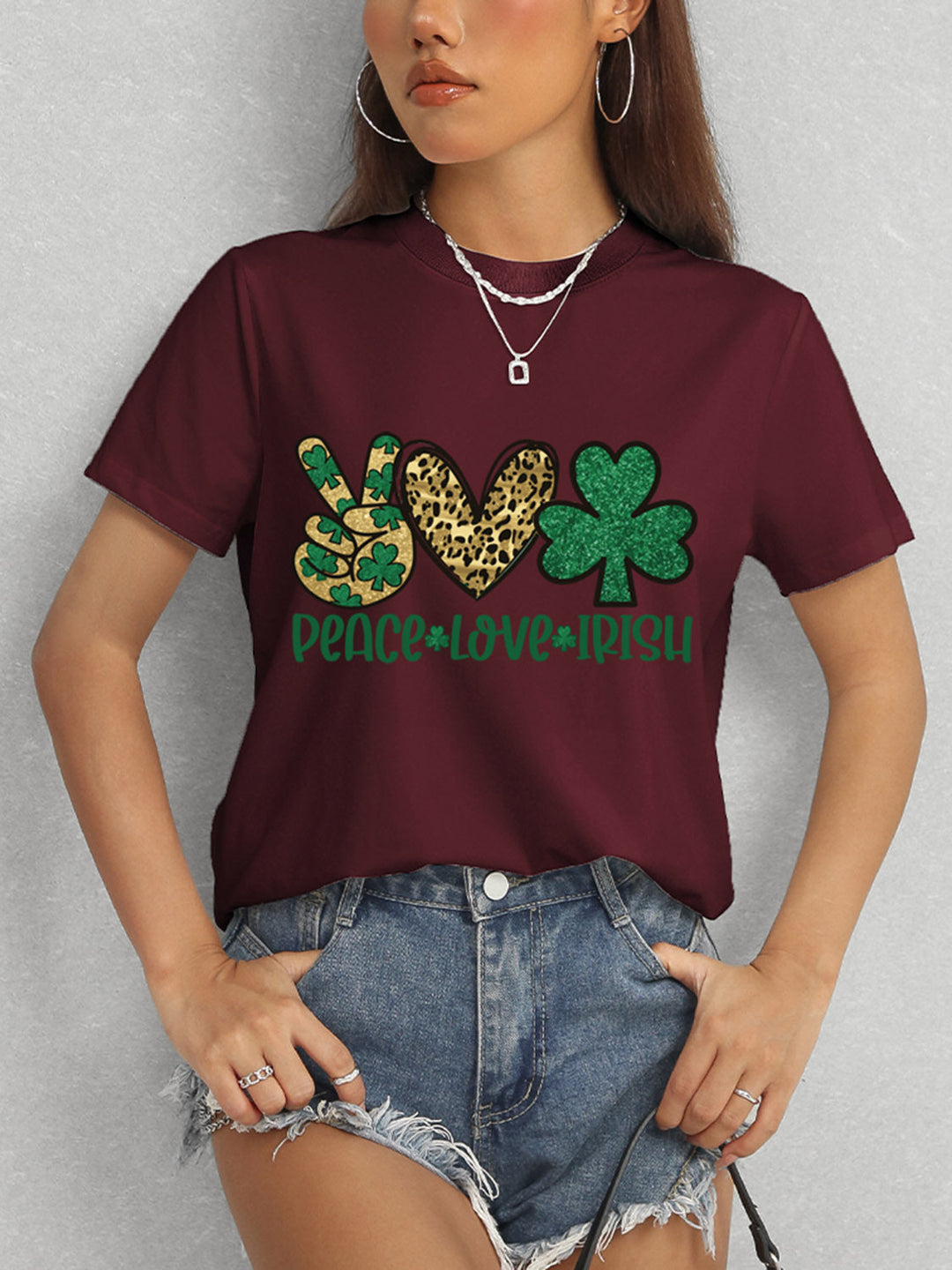 Levoire | PAIX AMOUR IRLANDAIS Col rond T-shirt à manches courtes
