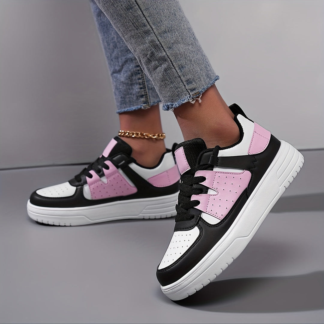 Levoire | Baskets Femmes Rentot Avec Bloc De Couleurs Et Semelle Souple Noir Rose pâle