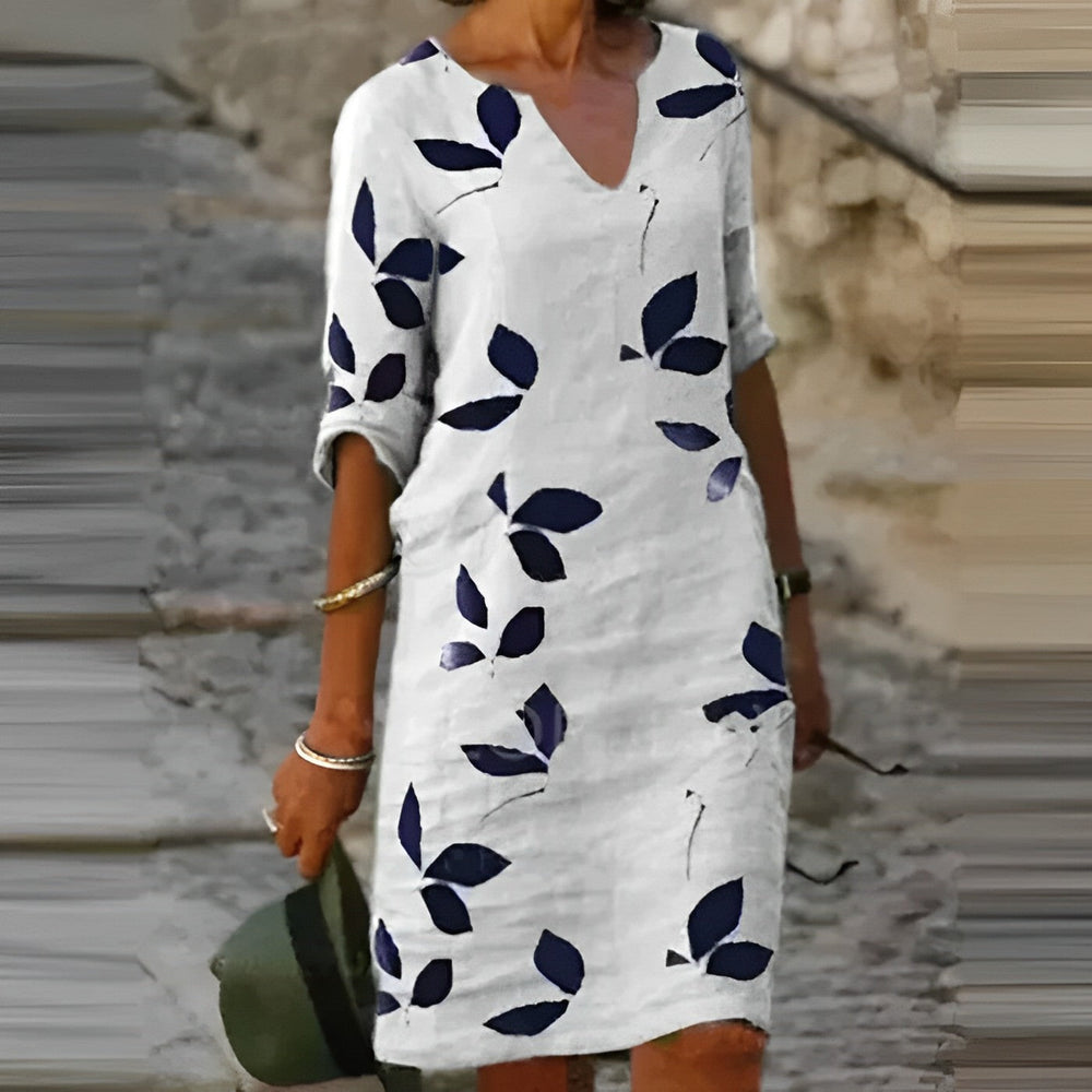Levoire | Imprimé Feuilleté Robe D'Été Blanc