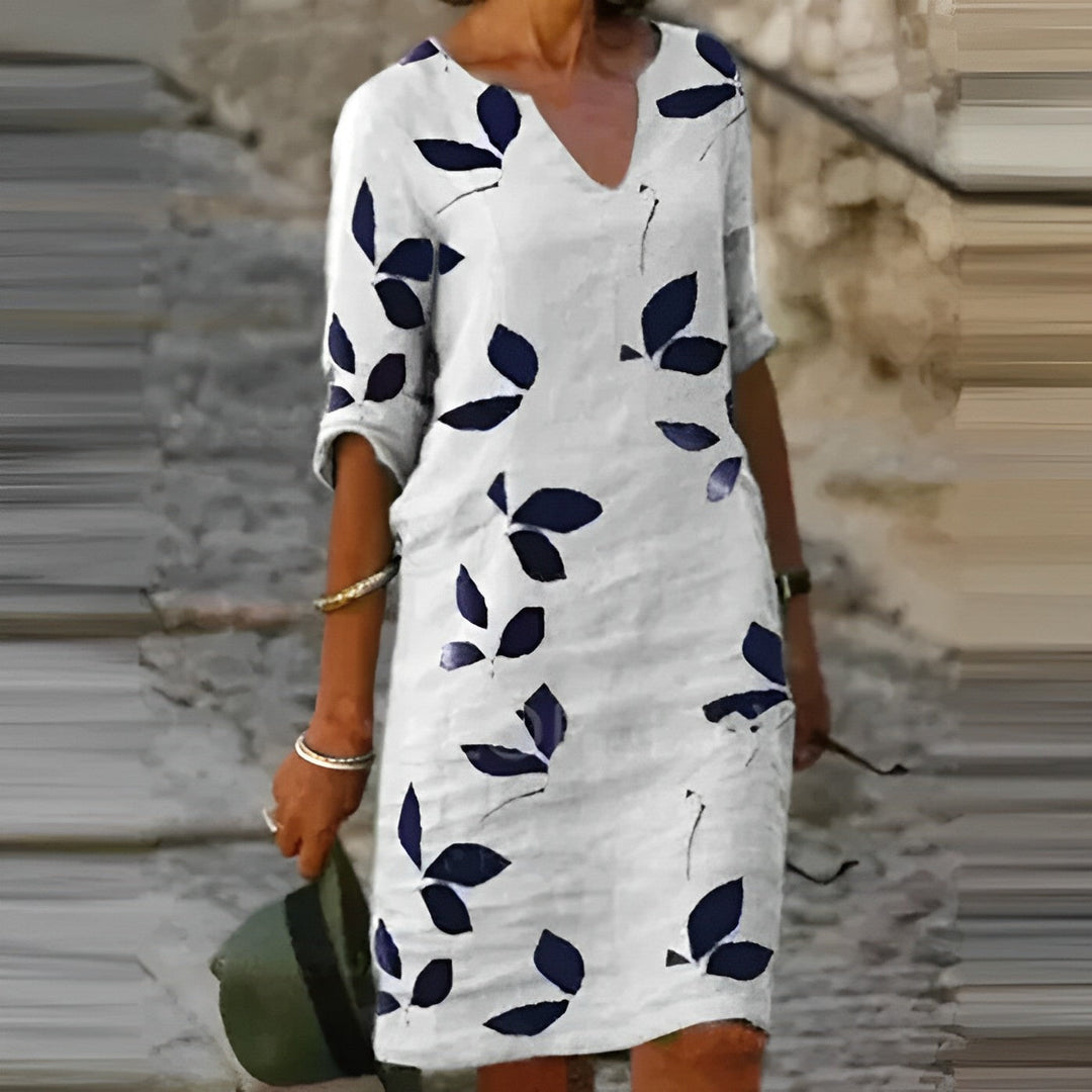 Levoire | Imprimé Feuilleté Robe D'Été Blanc