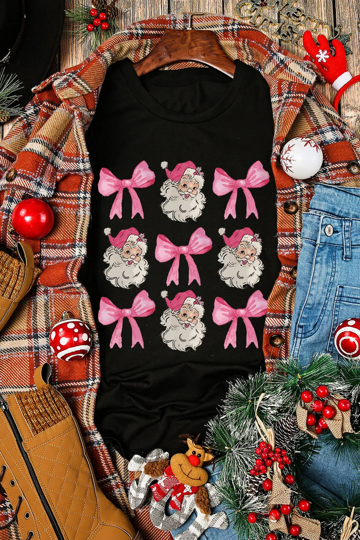 Levoire | Santa & Bow Graphique Col Rond Manches Courtes T-shirt