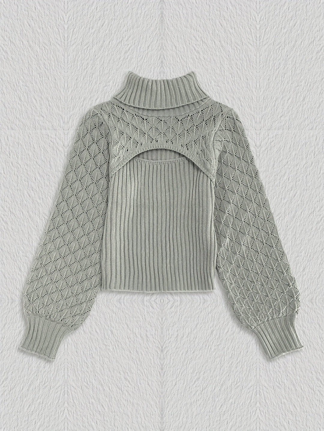 Levoire | Pull À Col Roulé Unicolore En Tricot Pointelle