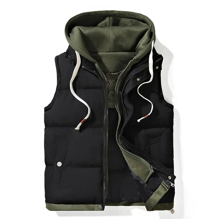 Levoire | Gilet d'automne chaud avec capuche Noir