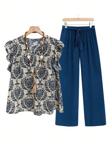 Levoire | Cap Ruffle Top Et Pantalon Set