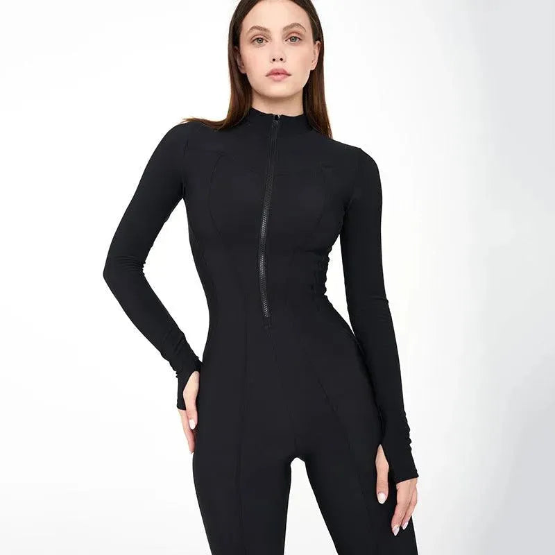 Levoire | Salopette longue à manches pour femmes avec zip Noir