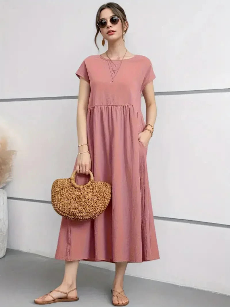 Levoire | Robe À Manches Courtes Pour Femme - Midi Gris rose pâle