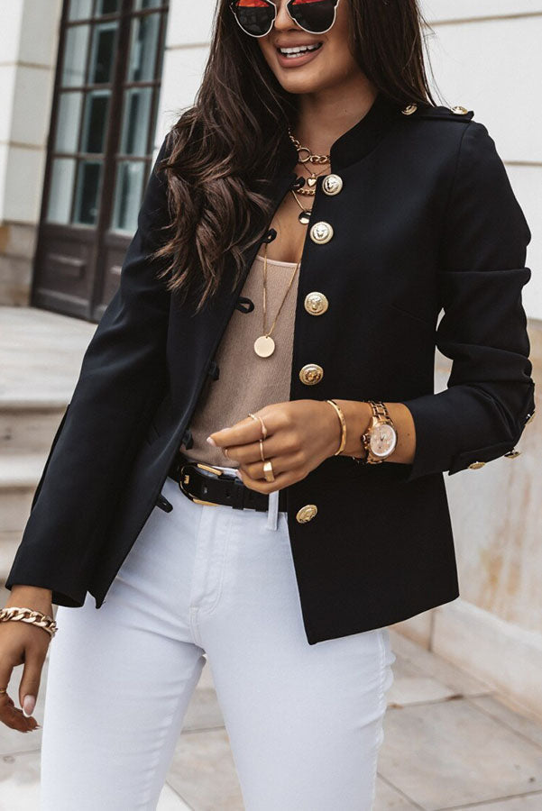 Levoire | Blazer Eleganter Tuplarivinen Blazer Kultaisten Nappien Kanssa Musta