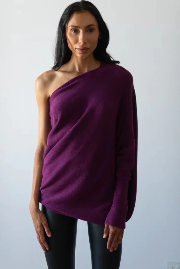 Levoire | Pull En Cachemire À Épaules Dénudées Pour Femmes Lilas Une taille