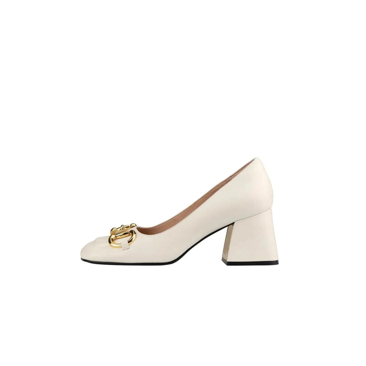 Levoire | Chaussures rétro pour femmes à talons et boucles - Élégance et style intemporels Milky White Haut Parfait 5cm