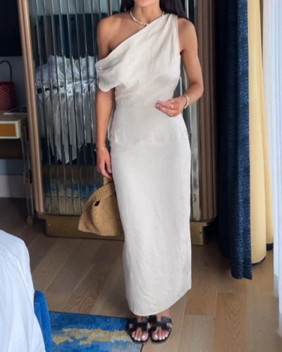 Levoire | Robe En Lin À Une Épaule Élégante