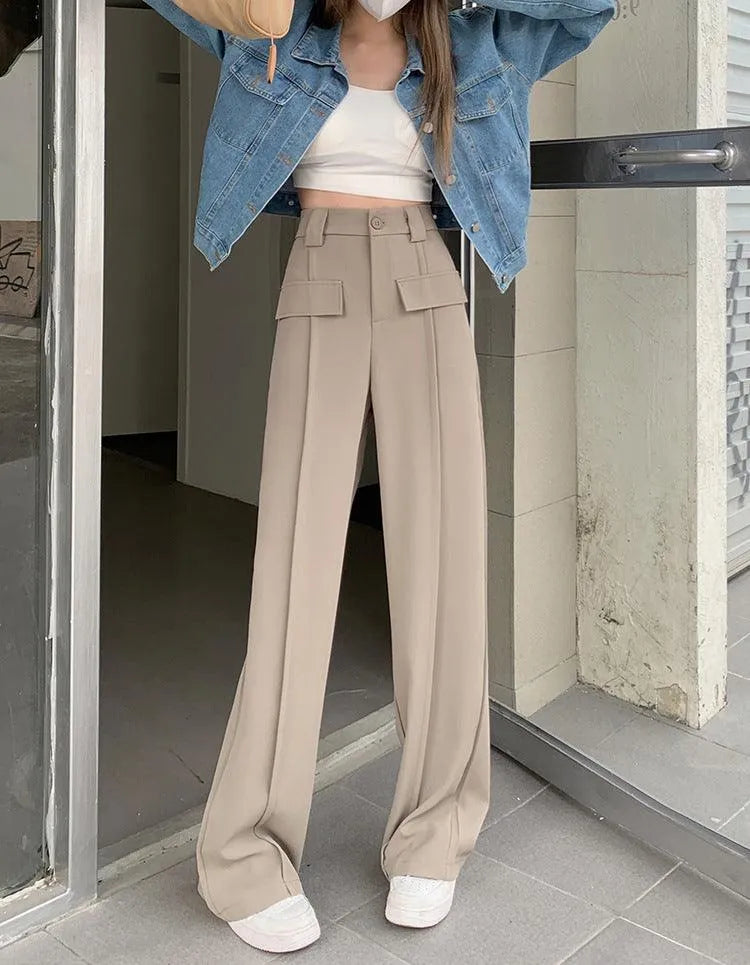 Levoire | Pantalons larges pour femmes taille haute Braun