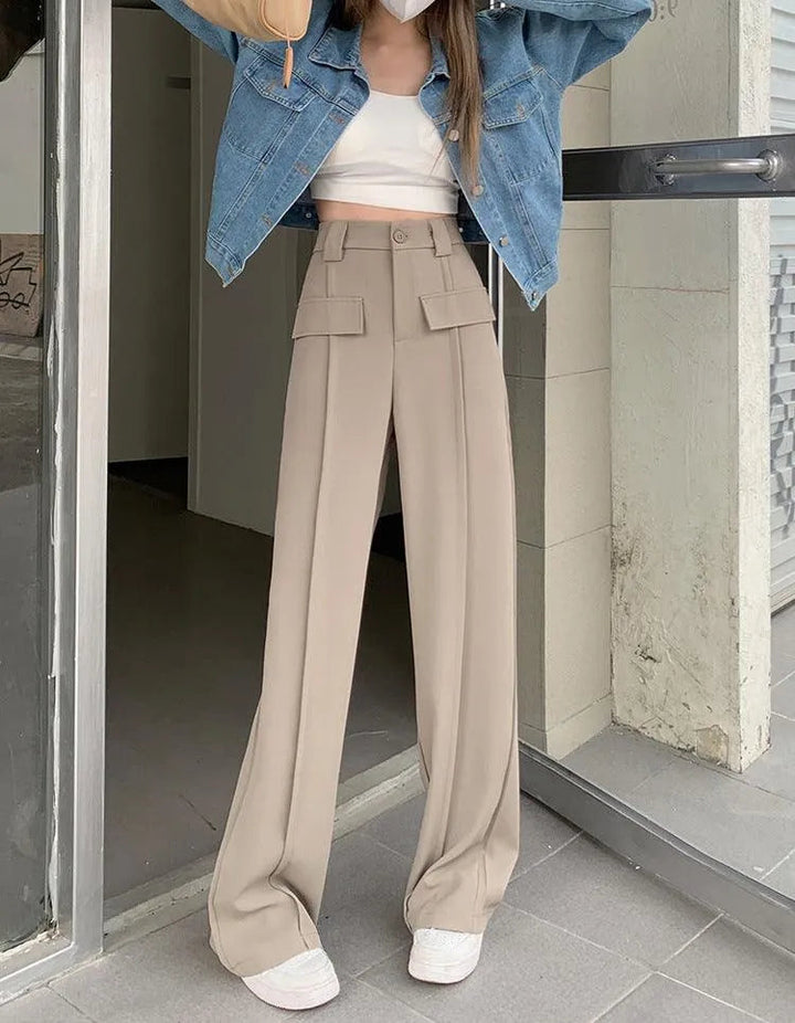 Levoire | Pantalons larges pour femmes taille haute Braun