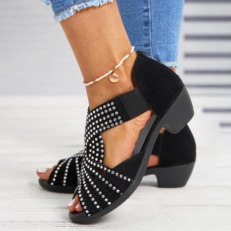 Levoire | Sandales Ornées De Strass Avec Bout Ouvert