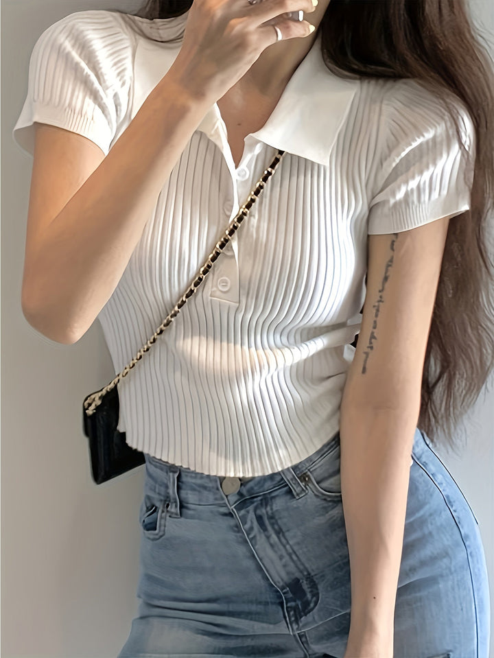 Levoire | Polo En Tricot À Détails En Matière Synthétique Pour Femmes Mia Blanc