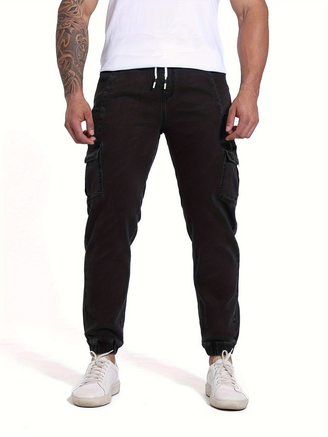 Levoire | Jeans Pour Hommes À Revers Coupe Régulière Avec Cordon Gris foncé