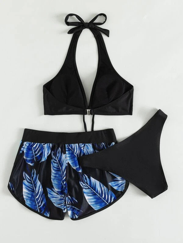 Levoire | Ensemble Bikini Bottom Et Shorts Pour Femmes Bleu foncé