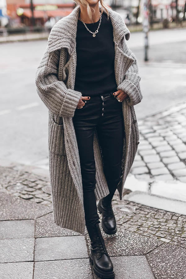 Levoire | Épaissse Gilet Tricoté Long Avec Fermeture À Boutons Et Poches Grande Taille Modèle