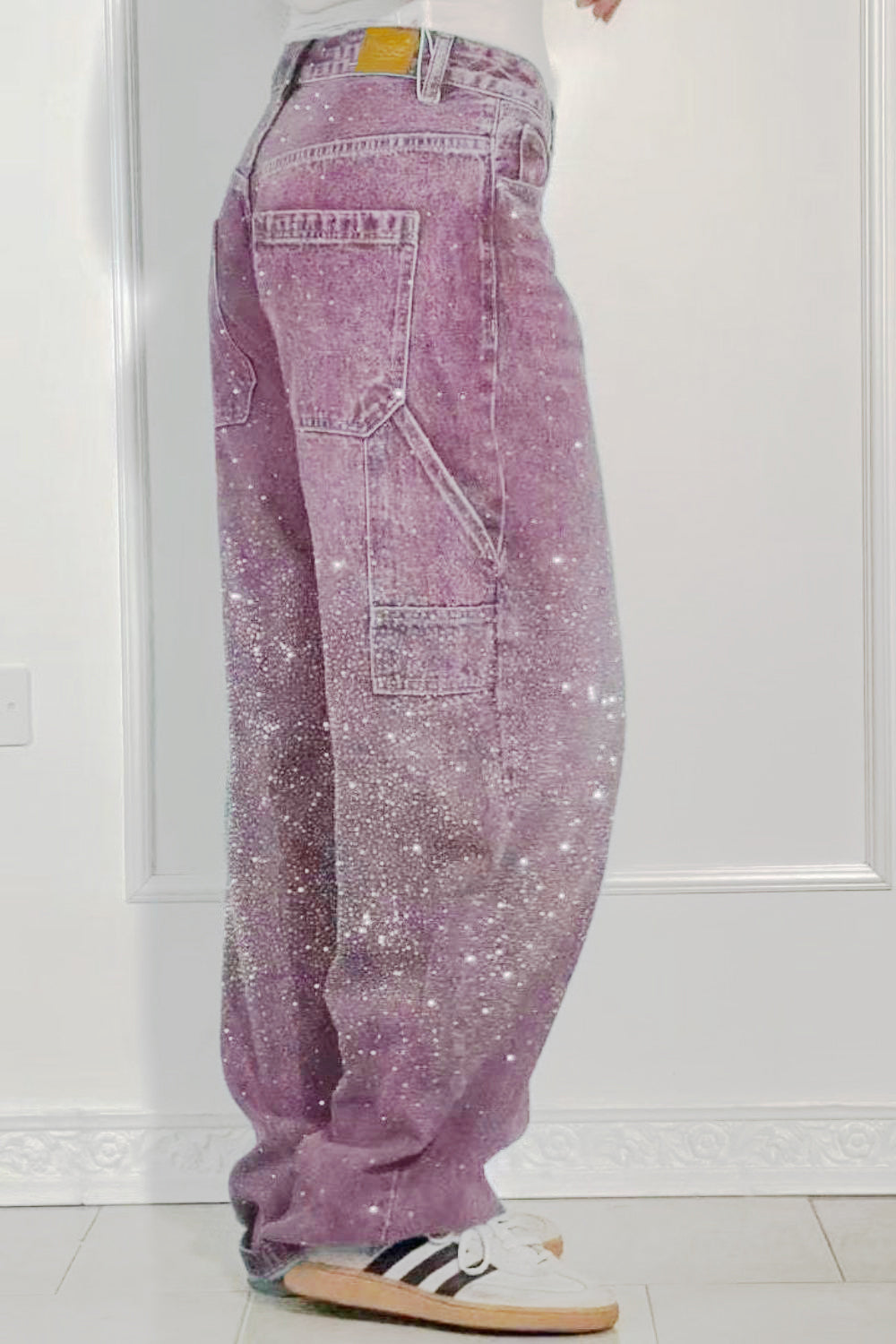 Levoire | Jean Pour Femmes Lavé Avec Des Détails En Strass Dans Une Coupe Large