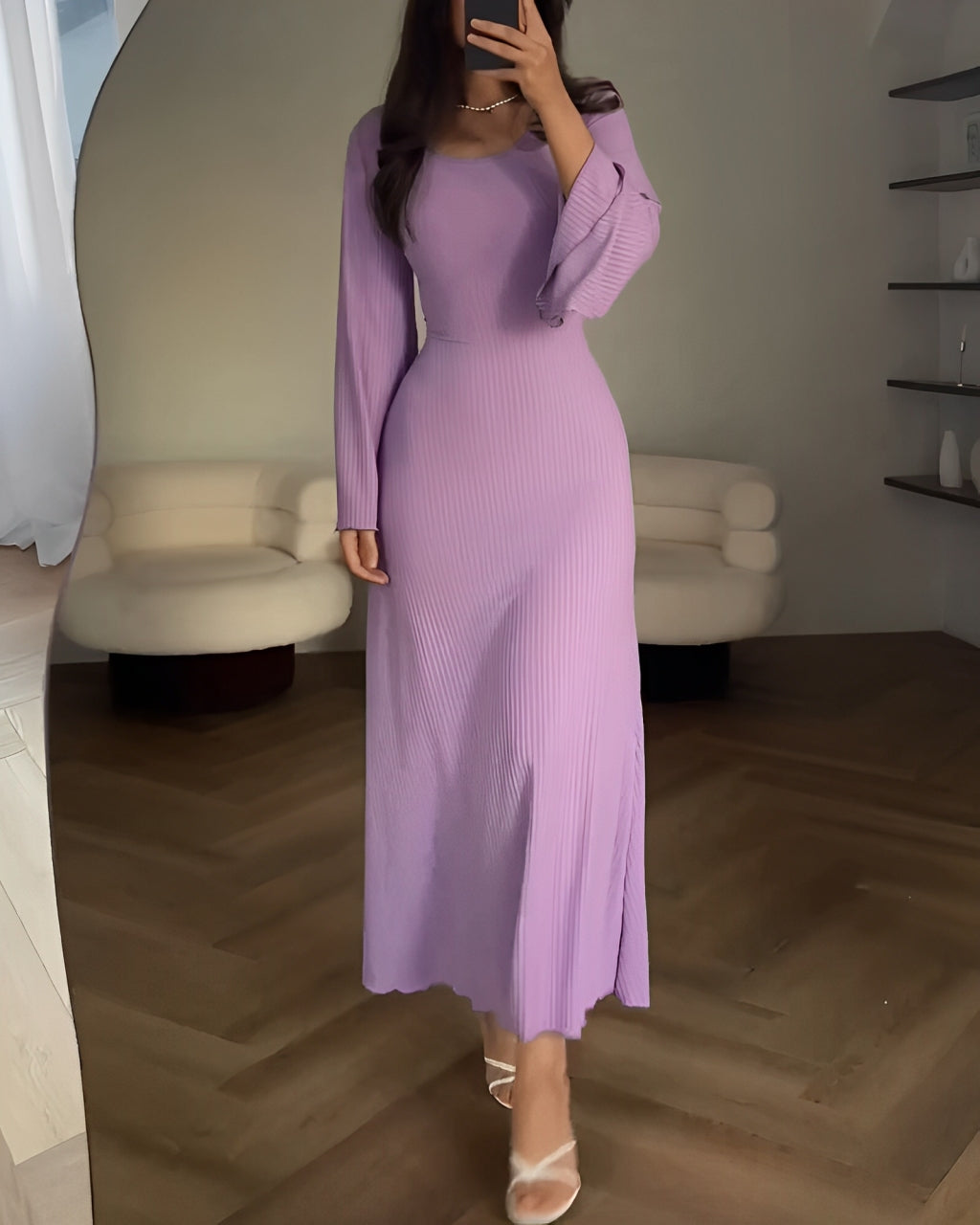 Levoire | Robe Maxi En Tricot Élégante Lilas
