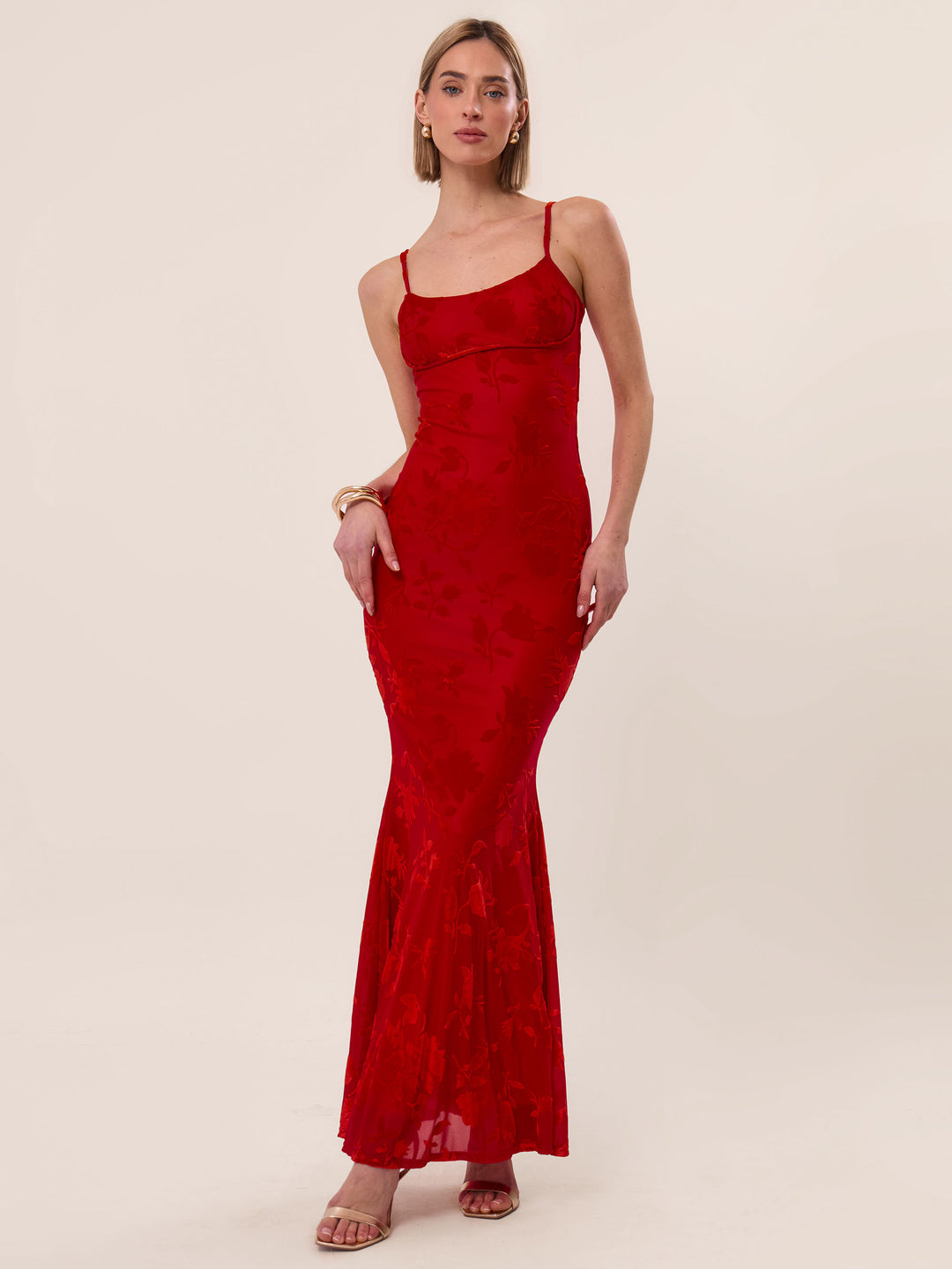 Levoire | Robe Maxime à Imprimé en Velours Rot