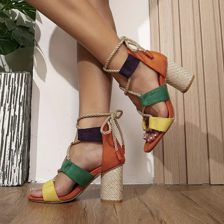 Levoire | Sandales Colorblock Pour Femmes Avec Talons