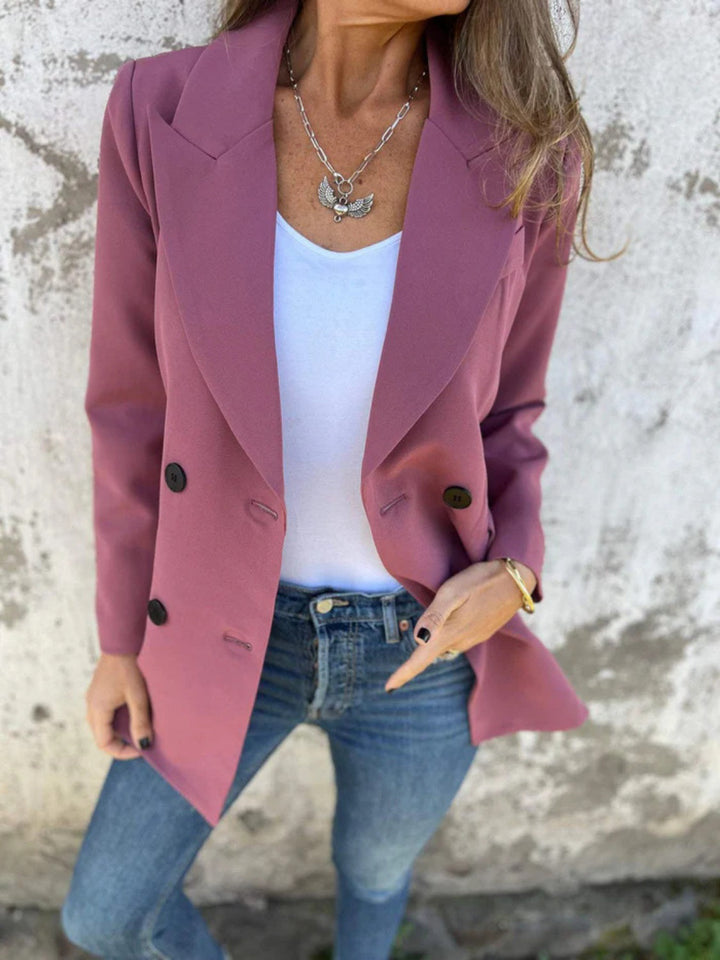 Levoire | Blazer À Col Classique À Manches Longues En Taille Entière Rose poussiéreux