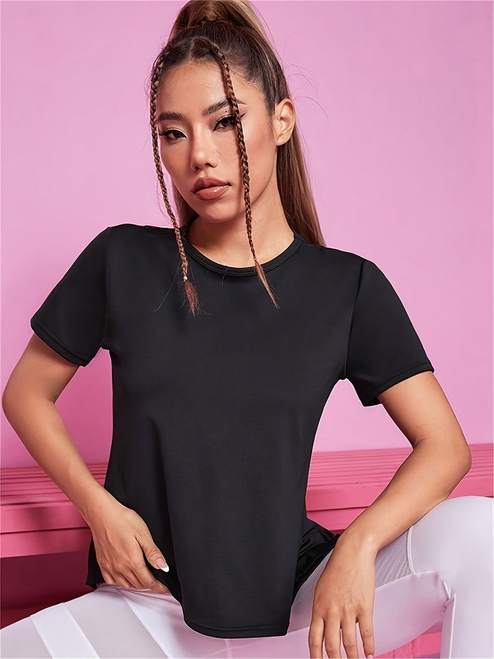 Levoire | T-Shirt De Sport Pour Femmes À Séchage Rapide Avec Manches Courtes Et Contraste En Mesh Respirant