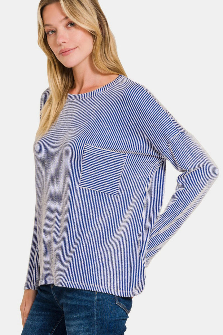 Levoire | Zenana Rayé Côtelé T-shirt à Manches Longues