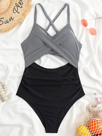 Levoire | Combinaison À Découpe Croisée Rayée Pour Femmes Couleur mélangée