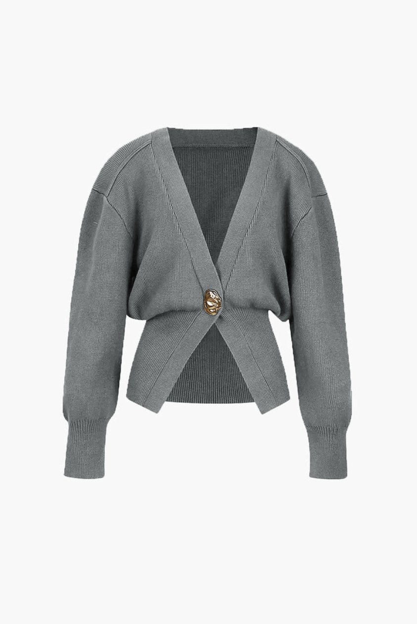 Levoire | Veste Tricot Femme Fermeture Boutons Rétro Gris