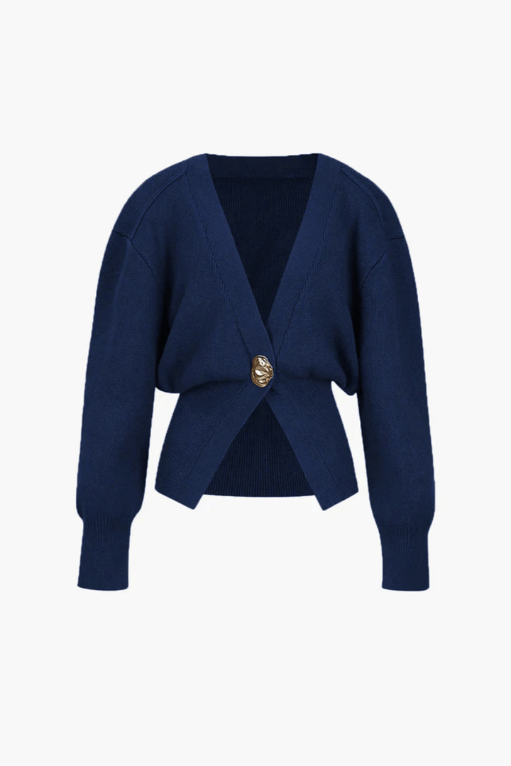 Levoire | Veste Tricot Femme Fermeture Boutons Rétro Bleu