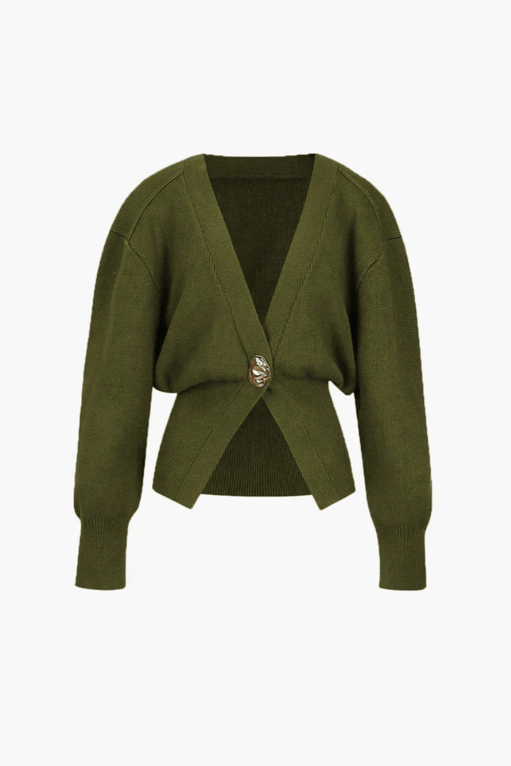 Levoire | Veste Tricot Femme Fermeture Boutons Rétro Vert