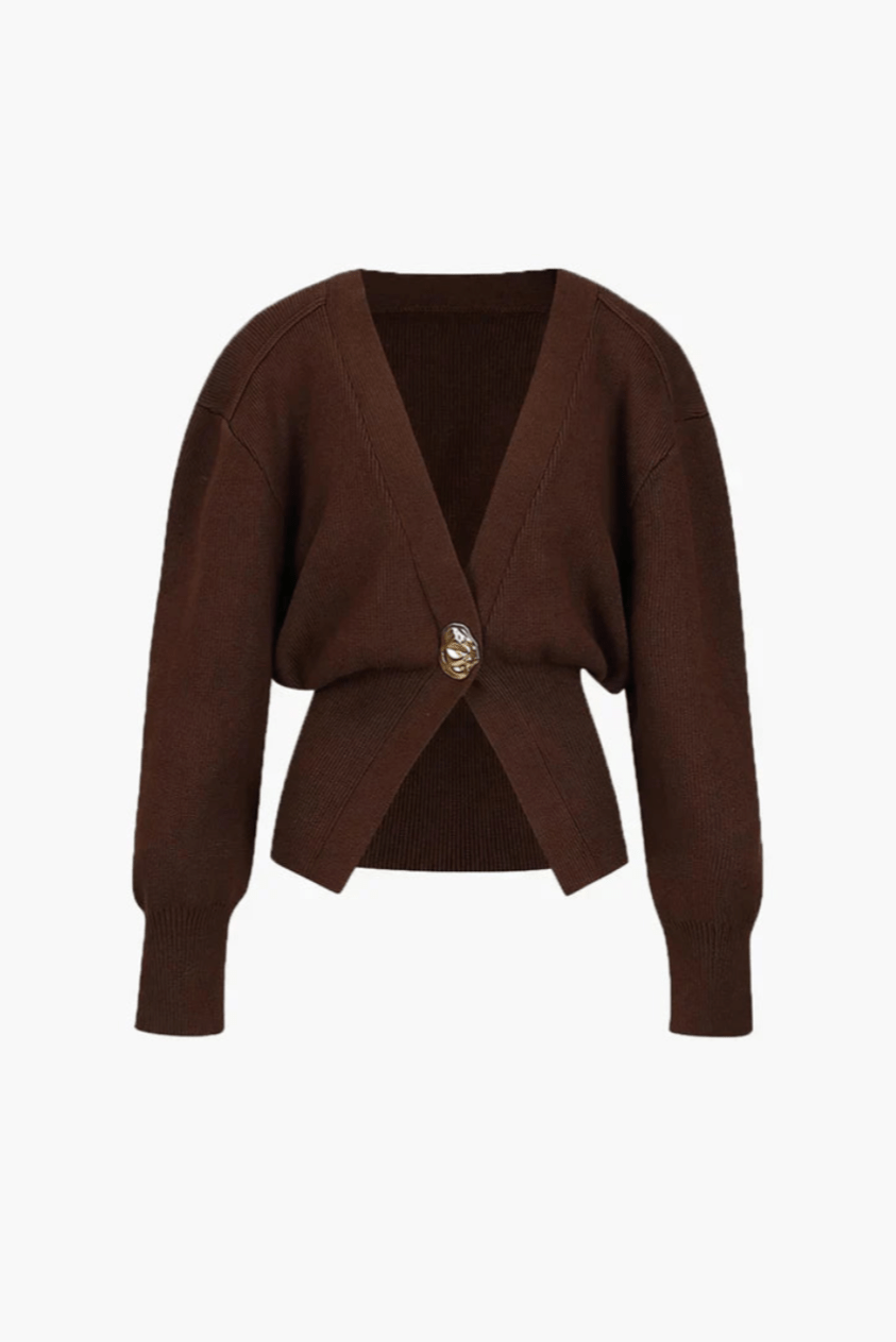 Levoire | Veste Tricot Femme Fermeture Boutons Rétro Braun