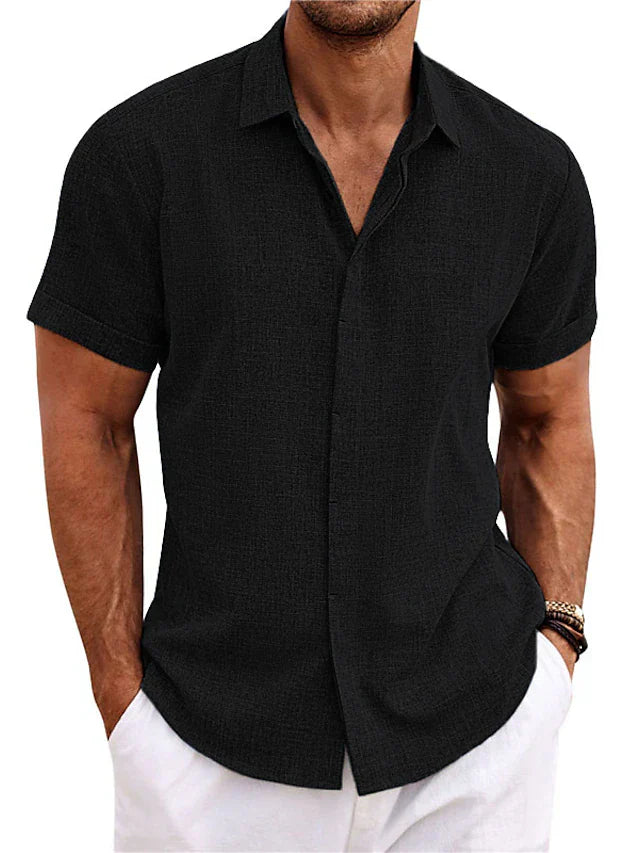 Levoire | Chemise En Lin Pour Hommes Chemise D'Été Légère Disponible En Plusieurs Couleurs Et Tailles Noir