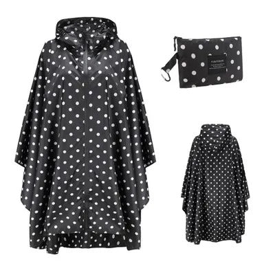 Levoire | Poncho Pour La Randonnée En Plein Air Noir blanc Une taille