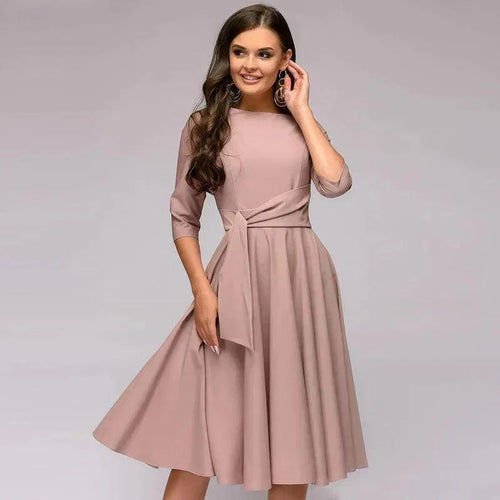 Levoire | Robe Midi Élégante Avec Nœud Pour Femmes