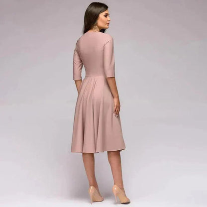 Levoire | Robe Midi Élégante Avec Nœud Pour Femmes