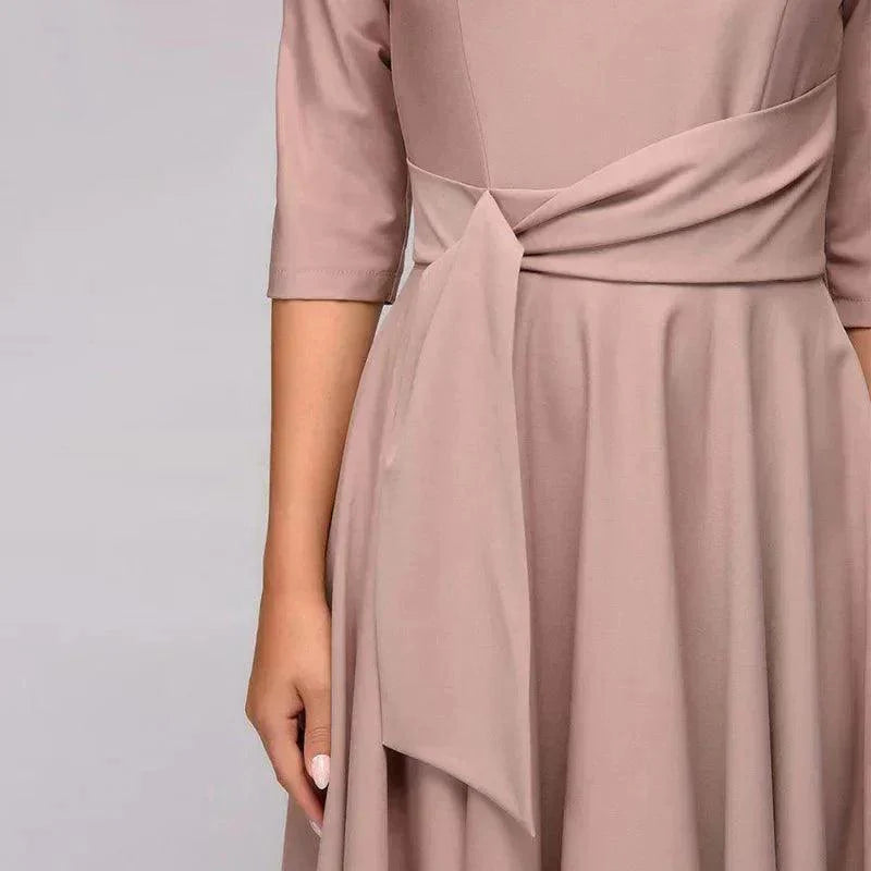 Levoire | Robe Midi Élégante Avec Nœud Pour Femmes